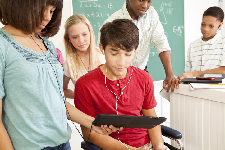 Student with a disability using digital technology